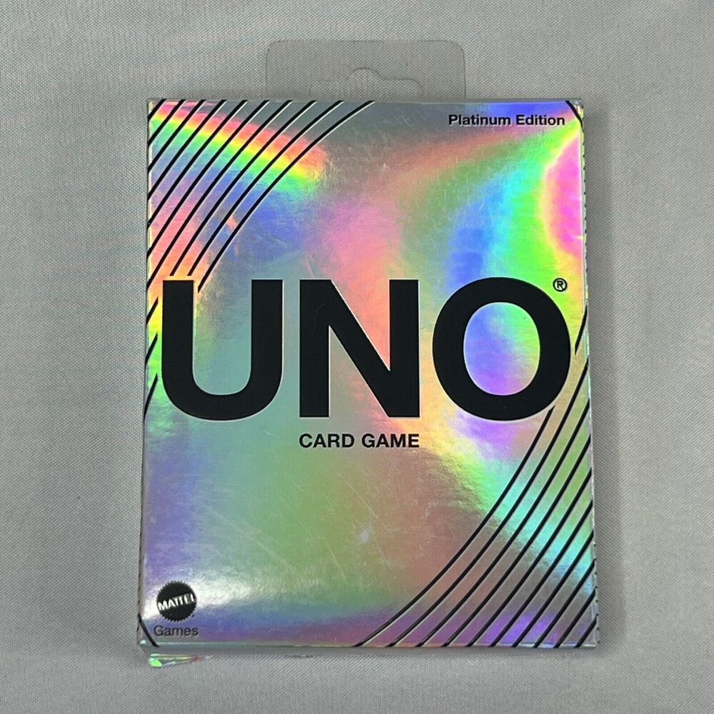 UNO Mattel UNO Platinum Edition Card Game - Premium Holographic Foil Cards - New